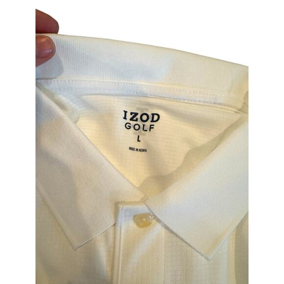 IZOD Golf Pro Tech Grid Polo NWT Men’s L Bright White - Picture 3 of 10